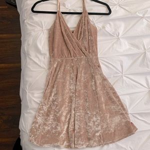 nude suede dress